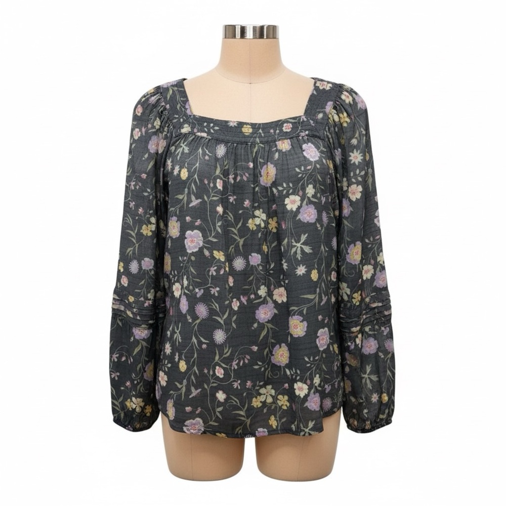 LC Lauren Conrad Floral Cottagecore Square Neck Boho Peasant Blouse M